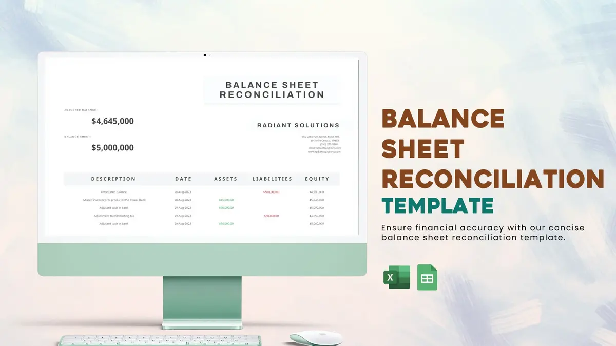 Balance Google Sheet Reconciliation Template