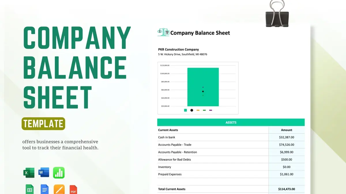 Company Balance Google Sheet Template