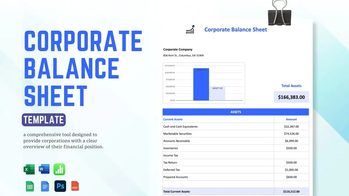 Corporate Balance Google Sheet Template