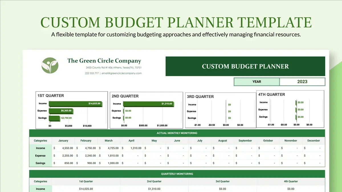 Custom Budget Planner Google Sheet Template
