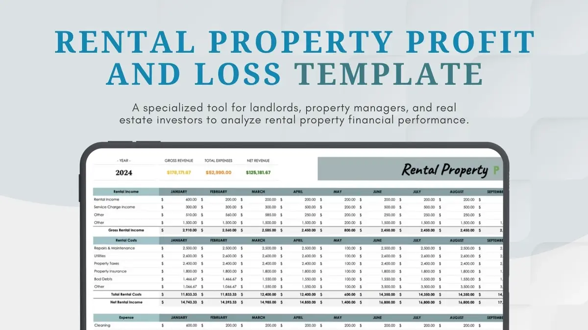 Rental Property Profit And Loss Sheet Template
