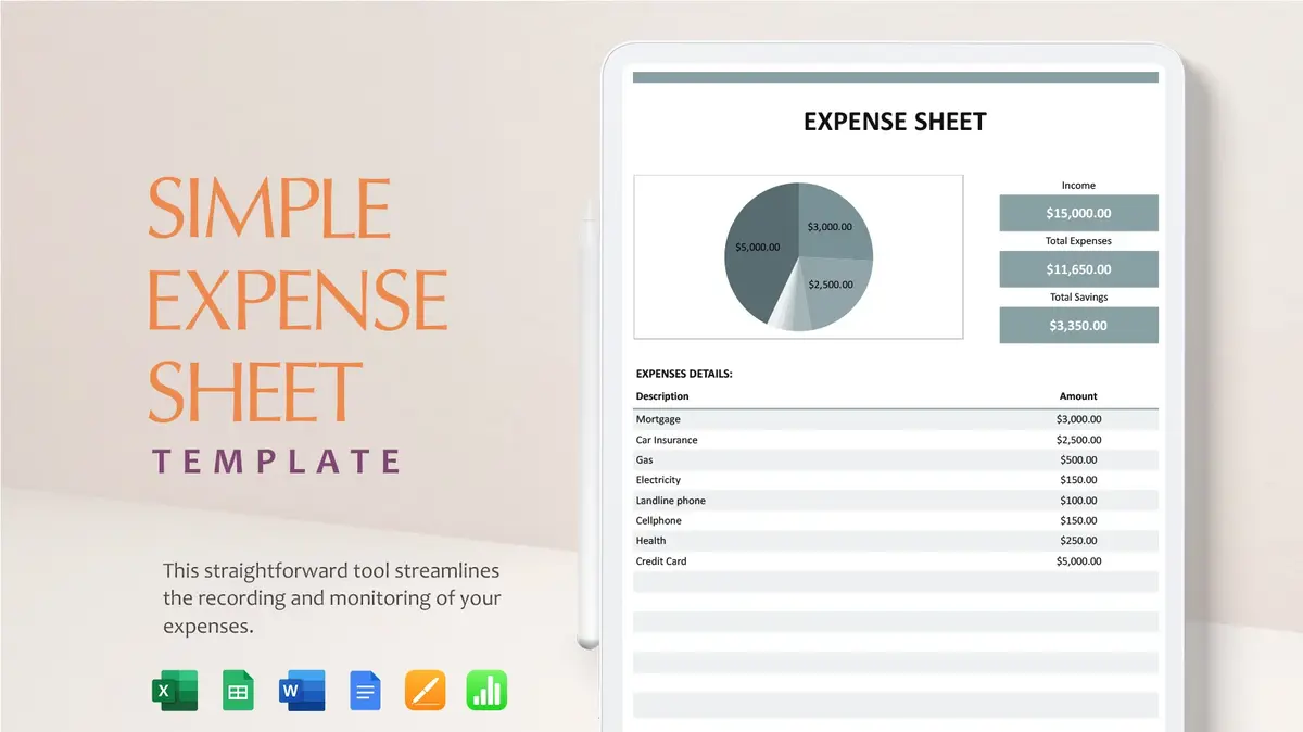 Simple Expense Sheet Google Sheet Template