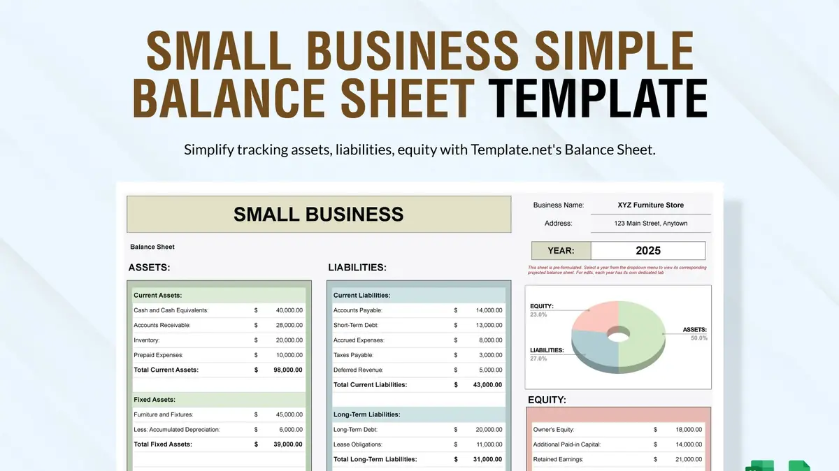 Small Business Simple Balance Google Sheet Template