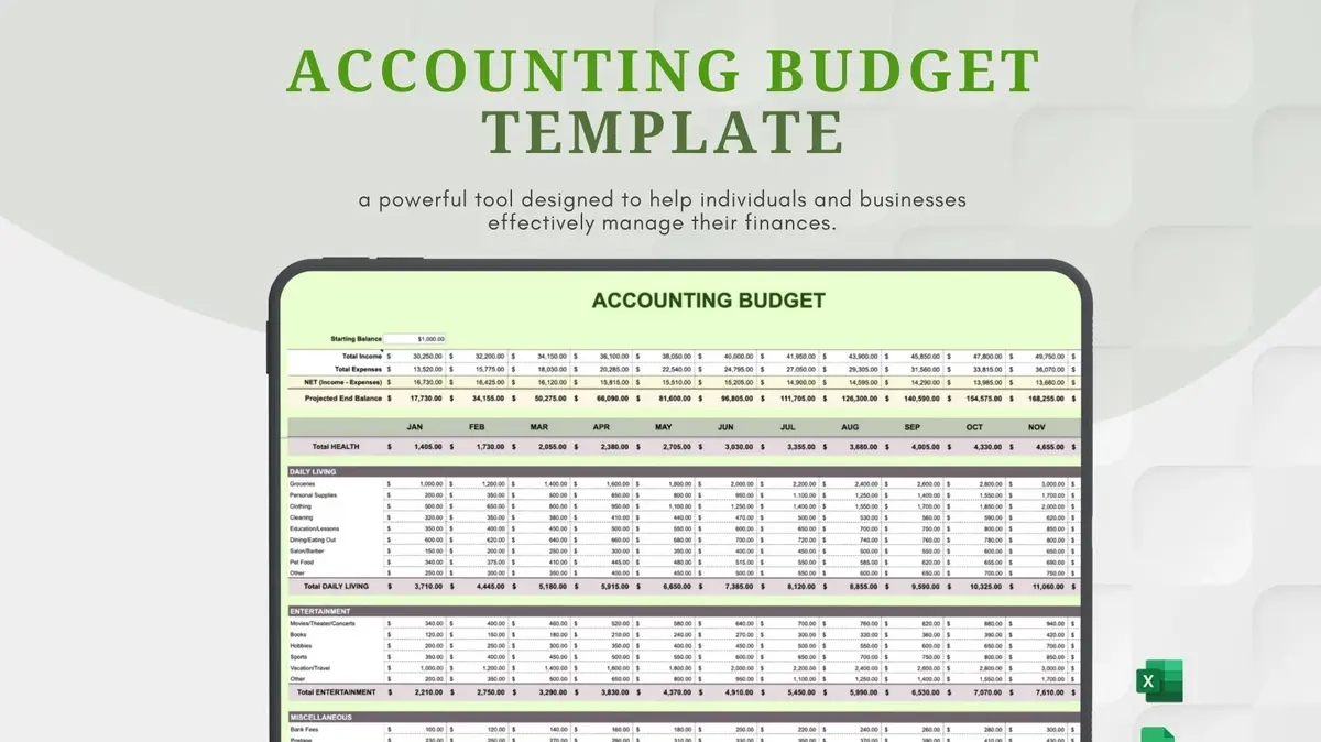 Accounting Budget Google Sheet Template