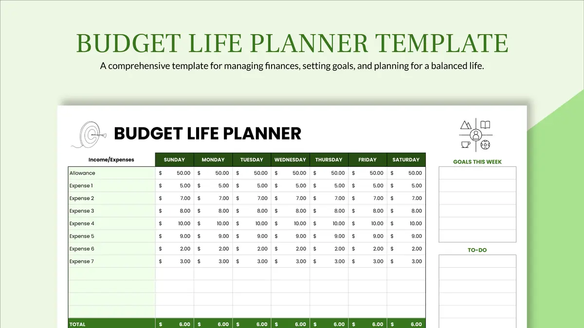 Budget Life Planner Google Sheet Template