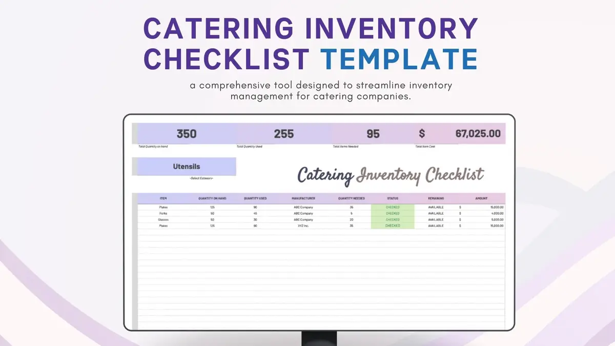 Catering Inventory Checklist Google Sheet Template