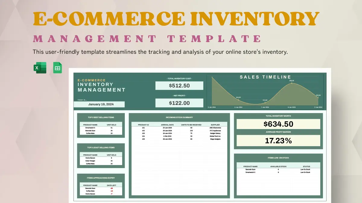 E-commerce Inventory Management Google Sheet Template
