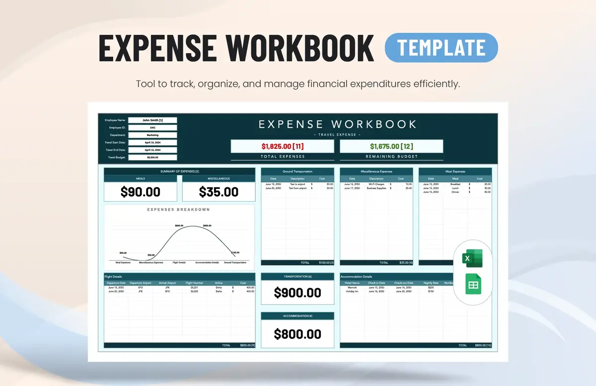 Expense Workbook Google Sheet Template