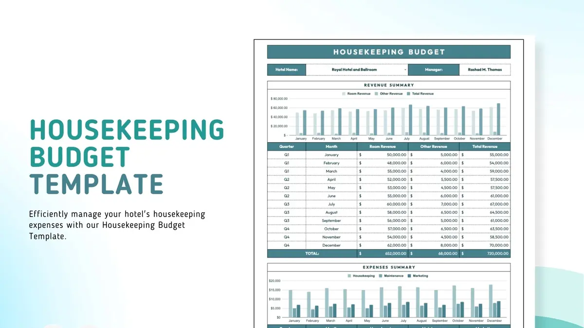 Housekeeping Budget Google Sheet Template