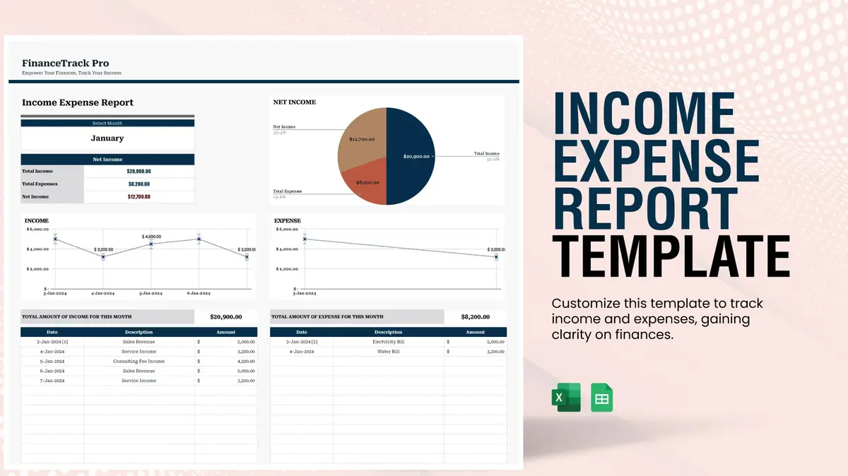 Income Expense Report Google Sheet Template