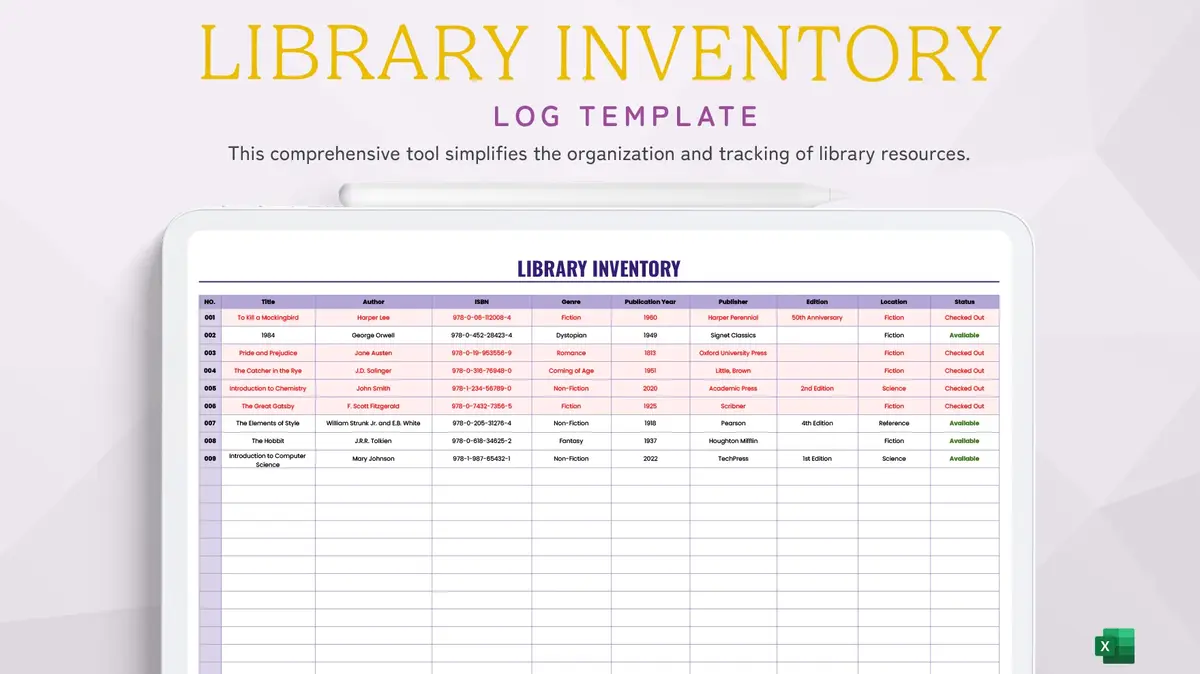 Library Inventory Google Sheet Template