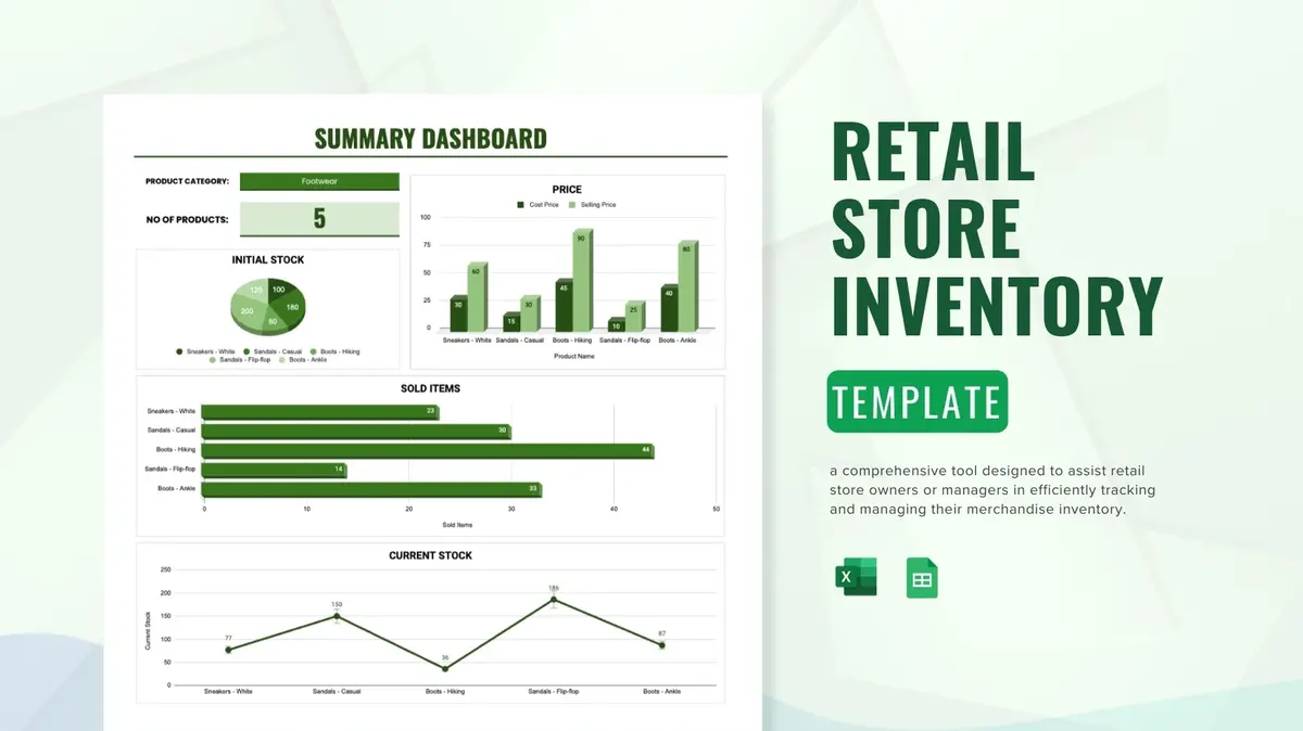 Retail Store Inventory Google SheettTemplate