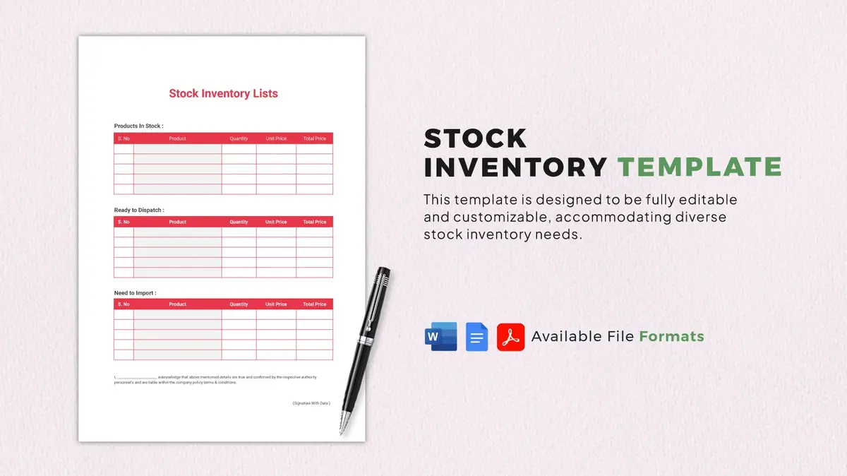 Stock Inventory Google Sheet Template